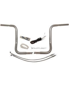 FBI Fat Baggers Chrome 14" EZ Install Rounded Handlebar Package Harley FLH 14-20