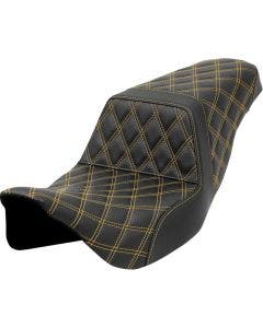 Saddlemen Step-Up Black Full Lattice W/Gold Stitch Seat Harley 08-24 Touring