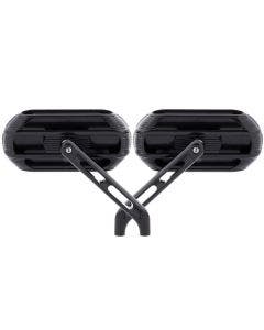 Arlen Ness Black Sidekick Oval Mirrors Left & Right Harley Universal