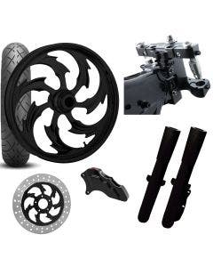 RC 26 Assault Black Wheel Tire Neck Rake Front End Package Harley Single Side