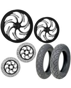 RC Assault Eclipse 21/18 Front Rear Wheel Package Set Tires Rotors Harley FLHT