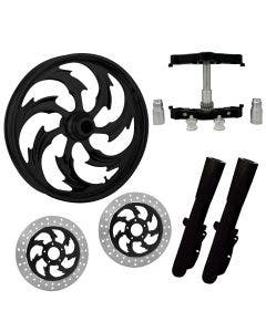 Assault Black 23" Wheel Tire Dual Rotors w/ Raked Triple Trees Lowers & Sliders