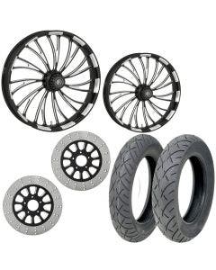 RC Axxis Eclipse 21/18 Front Rear Wheel Package Set Tires Rotors Harley Touring