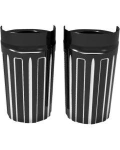 Arlen Ness 10 Gauge Black Fork Boots Sliders Cow Bells Standard for Harley 86-13
