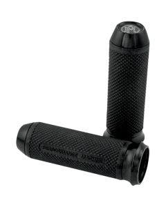 Performance Machine PM Black Elite Hand Grips for Harley Throttle By Wire 08-17