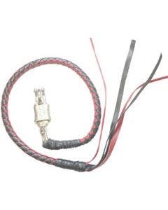 Iron Braid 36" Leather Old School Black / Red Get Back Whip for Motorcycle