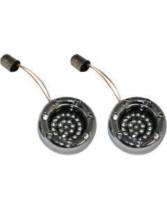 Custom Dynamics Chrome Bullet Ringz Red LED Turn Signals 1156 w/ Red Lens Harley