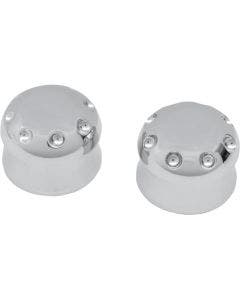 Covingtons Customs Chrome Dimpled Front Axle Caps Harley 07-17 Softail FLH FXDWG