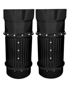 Covingtons Customs Dimpled Black Fork Bellows Slider Covers Boot Harley 14-22