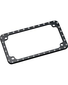Covingtons Customs Black Dimpled License Tag Plate Frame 4x7 for Harley & Metric