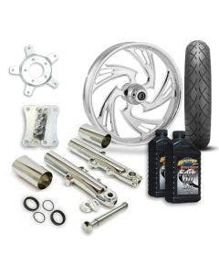 RC 21" Crisis Wheel Tire & Complete Chrome Front End Package Harley 14-19 FLH