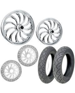 RC Calypso Chrome 21/18 Front Rear Wheel Package Set Tires Rotors Harley Touring