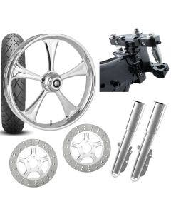 RC 26 Clutch Chrome Wheel Tire Neck Rake Front End Package Harley Dual Disc 