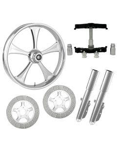 Clutch Chrome 23" Wheel Tire Dual Rotors w/ Raked Triple Trees Lowers & Sliders