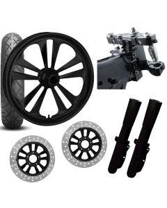 RC 26 Crank Black Wheel Tire Neck Rake Front End Package Harley Dual Disc 