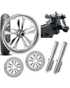 RC 26 Crank Chrome Wheel Tire Neck Rake Front End Package Harley Dual Disc 