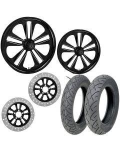 RC Crank Eclipse 21/18 Front Rear Wheel Package Set Tires Rotors Harley Touring