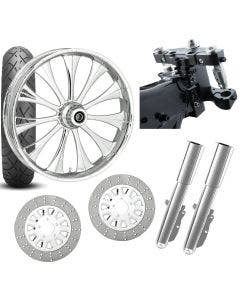 RC 26 Cynical Chrome Wheel Tire Neck Rake Front End Package Harley Dual Disc 