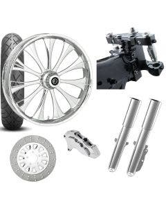 RC 26 Cynical Chrome Wheel Tire Neck Rake Front End Package Harley Single Side
