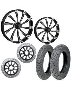 RC Cypher Eclipse 21/18 Front Rear Wheel Package Set Tires Rotors Harley FLH/T