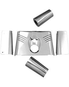 Drag Specialties Chrome Ribbed 5 Piece Fork Tins Nacelle Harley 86-17 Softail