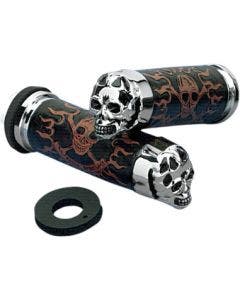 Drag Specialties Skull Grips Black Eyes for Harley Cable Throttle (Sleeve Incl.)