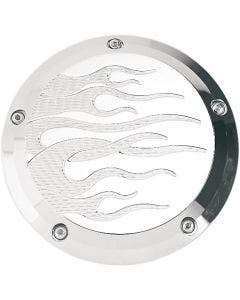 Joker Machine Chrome Flame 5 Hole Derby Cover for Harley Twin Cam 99-16