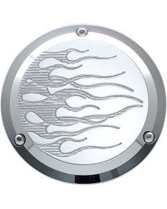 Joker Machine Chrome Flame 3 Hole Derby Cover for Harley Big Twin 70-98