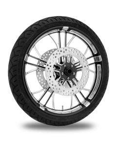 Performance Machine 21" Front Black Dixon Wheel Tire Rotor Package Harley 14-15