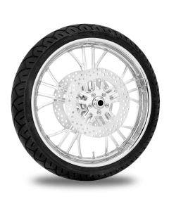 Performance Machine 21" Front Chrome Dixon Wheel Tire Rotor Package Harley 14-15
