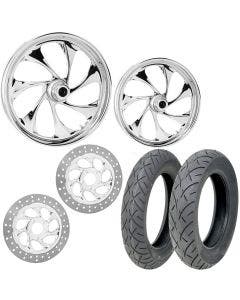 RC Drifter Chrome 21/18 Front Rear Wheel Package Set Tires Rotors Harley FLH/T
