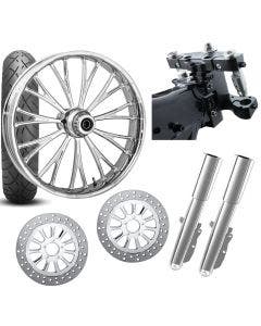 RC 26 Dynasty Chrome Wheel Tire Neck Rake Front End Package Harley Dual Disc 