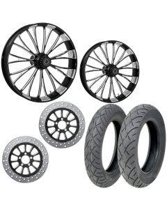 RC Dynasty Eclipse 21/18 Front Rear Wheel Package Set Tires Rotors Harley FLH/T
