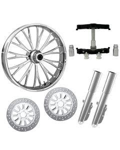 Dynasty Accent Chrome 23" Wheel Tire Dual w/ Raked Triple Trees Lowers & Sliders