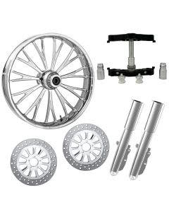 Dynasty Chrome 23" Wheel Tire Dual Rotors w/ Raked Triple Trees Lowers & Sliders