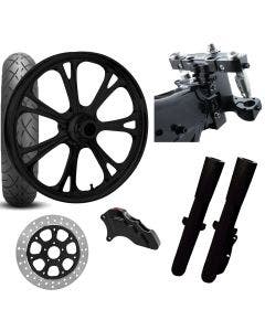 RC 26 Epic Black Wheel Tire Neck Rake Front End Package Harley Single Side