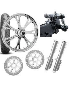 RC 26 Epic Chrome Wheel Tire Neck Rake Front End Package Harley Dual Disc 