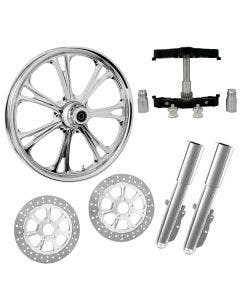 Epic Chrome 23" Wheel Tire Dual Rotors w/ Raked Triple Trees Lowers & Sliders