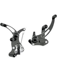 Accutronix FC405-SSN Slotted Black Plus +6 Forward Controls Harley 14-19 FLH/T