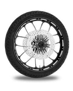 Performance Machine 21" Front Black Heathen Wheel Tire Rotor PKG Harley 14-15