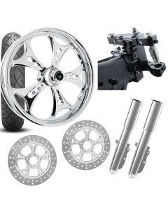 RC 26 Holeshot Chrome Wheel Tire Neck Rake Front End Package Harley Dual Disc