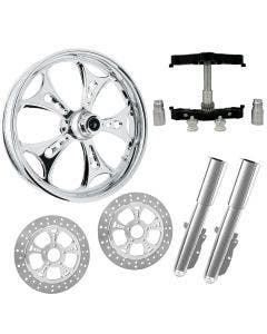 Holeshot Chrome 23" Wheel Tire Dual Rotors Raked Triple Trees Lowers & Sliders