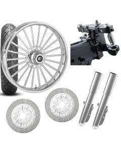 RC 26 Illusion Chrome Wheel Tire Neck Rake Front End Package Harley Dual Disc