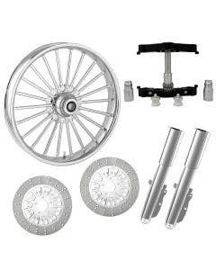 Illusion Chrome 23" Wheel Tire Dual Rotors Raked Triple Trees Lowers & Sliders