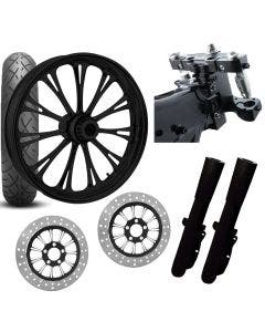 RC 26 Imperial Black Wheel Tire Neck Rake Front End Package Harley Dual Disc 