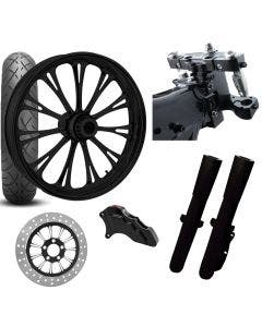 RC 26 Imperial Black Wheel Tire Neck Rake Front End Package Harley Single Side