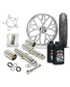 RC 21" Kore Wheel Tire & Complete Chrome Front End Package Harley 14-19 FLH