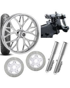 RC 26 Kore Chrome Wheel Tire Neck Rake Front End Package Harley Dual Disc