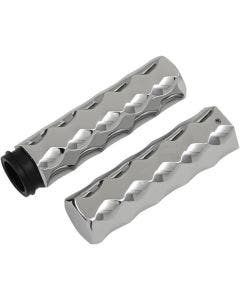 La Choppers Chrome Billet Hex Hand Grips for Harley Throttle By Wire 08-17