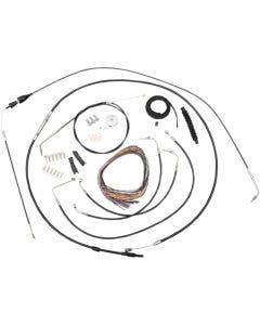La Choppers Complete Black Vnyl Cable Line 15"-17" Kit Harley 07 FLHT/ FLHX